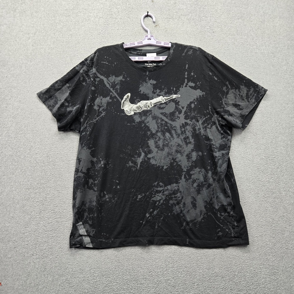Nike Men Shirt XXL Black Graphic Skeleton Swoosh Dri-Fit Grunge Logo Stretch
